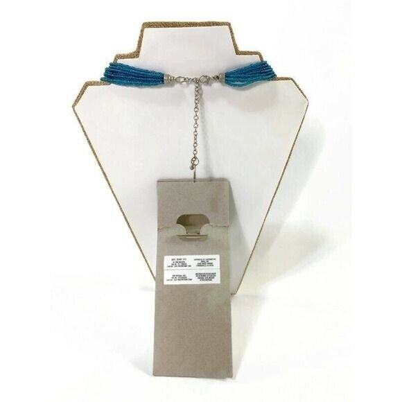 Tanjore India Turquoise Colored Necklace With Silver Medallion 15" - Picture 7 of 8